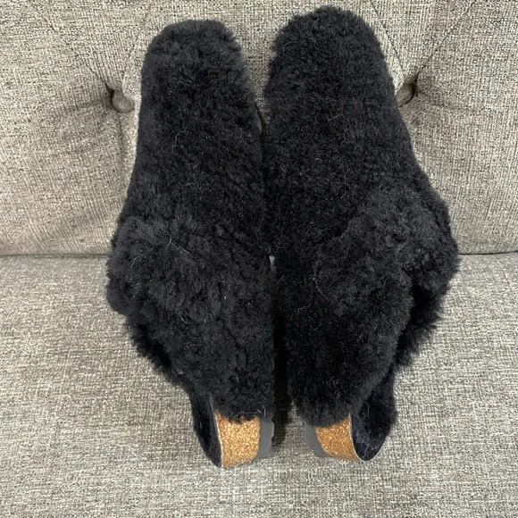 Birkenstock Boston Sherling Real Fur Black Clogs Women Size 7 - Picture 9 of 11